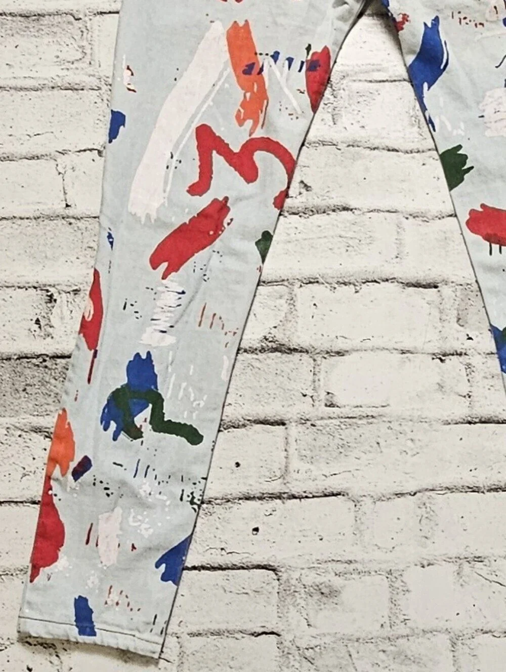 Paint Splatter Graphic Jeans Streetwear Slim Fit Denim Pants 34